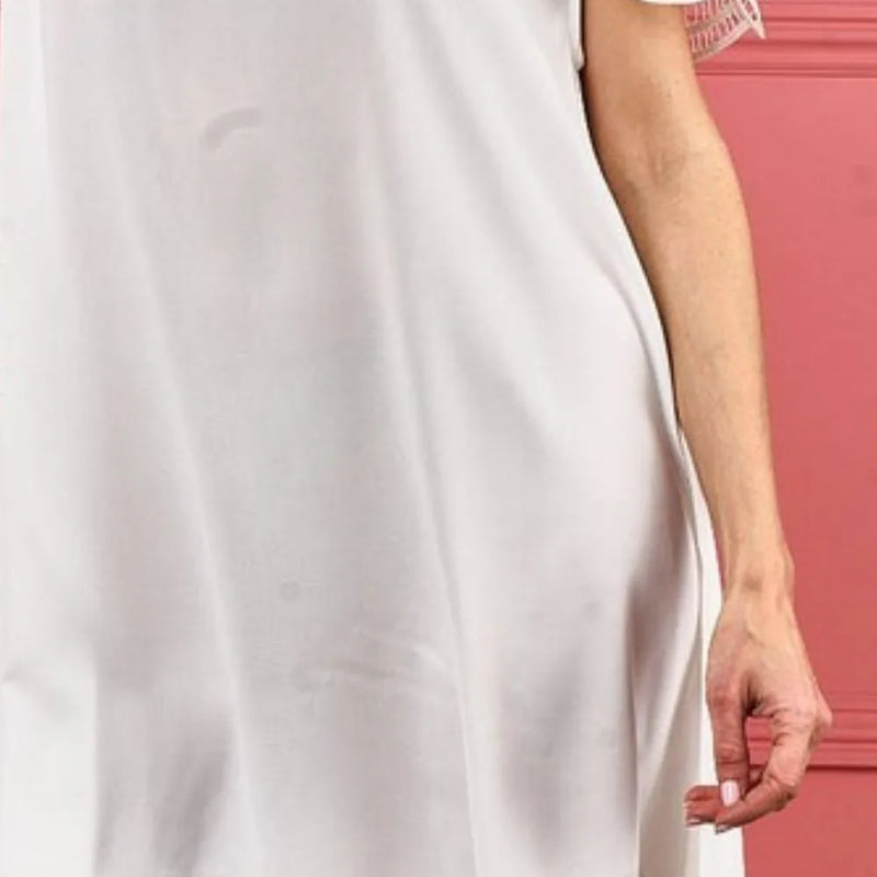 BiBi Crochet Lace Yoke Detailed Wrinkled Top