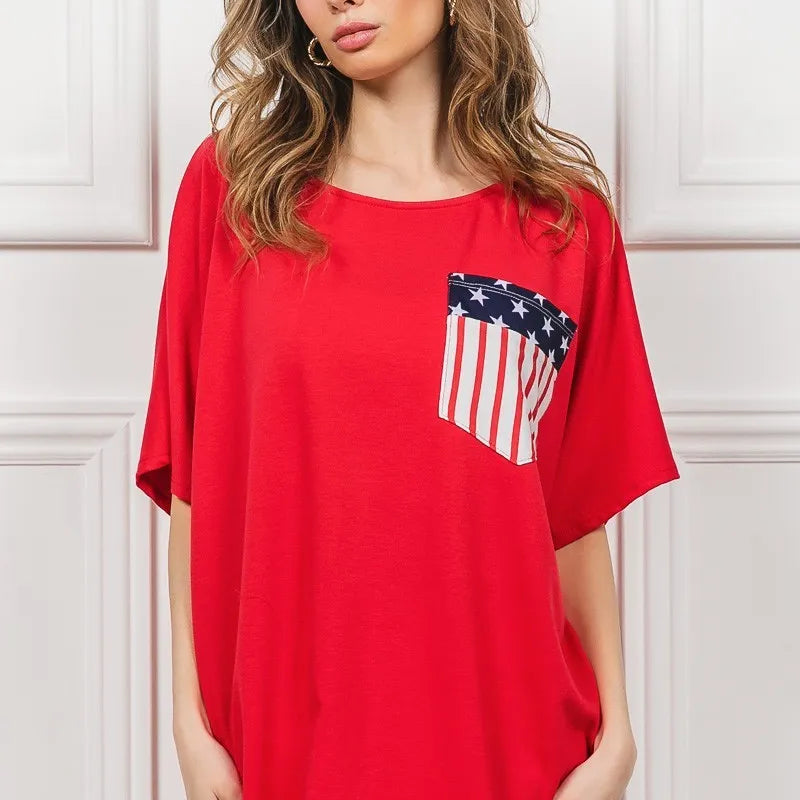 BiBi French Terry With Front Pocket Dolman Sleeves Top