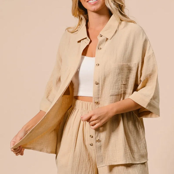 BiBi Crinkle Gauze Shirt and Short Set