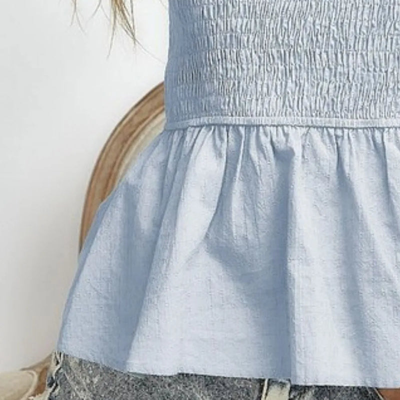 BiBi Eyelet Woven Sleeveless Elasticized Top