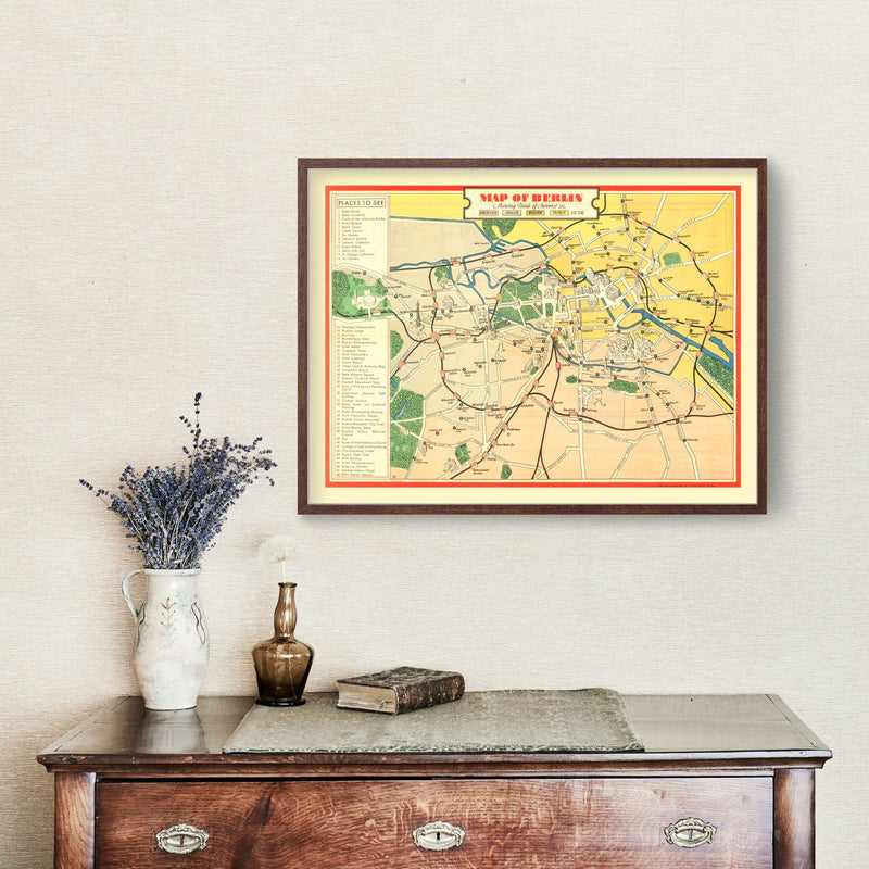 Vintage Map of Berlin, Germany 1945
