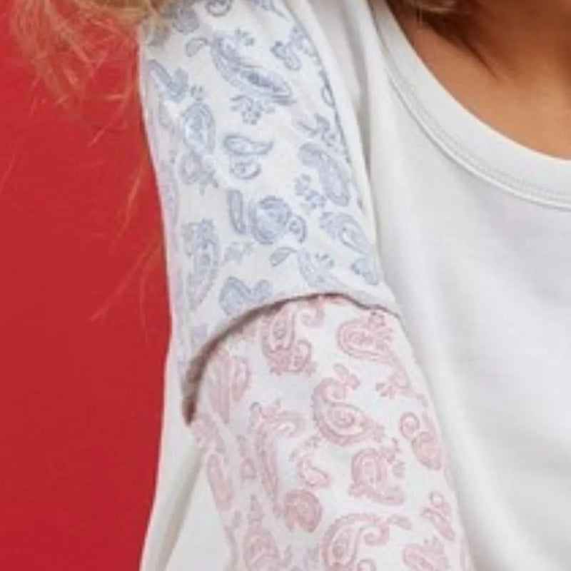 BiBi French Terry with Paisley Triblend Color Block in Ivory