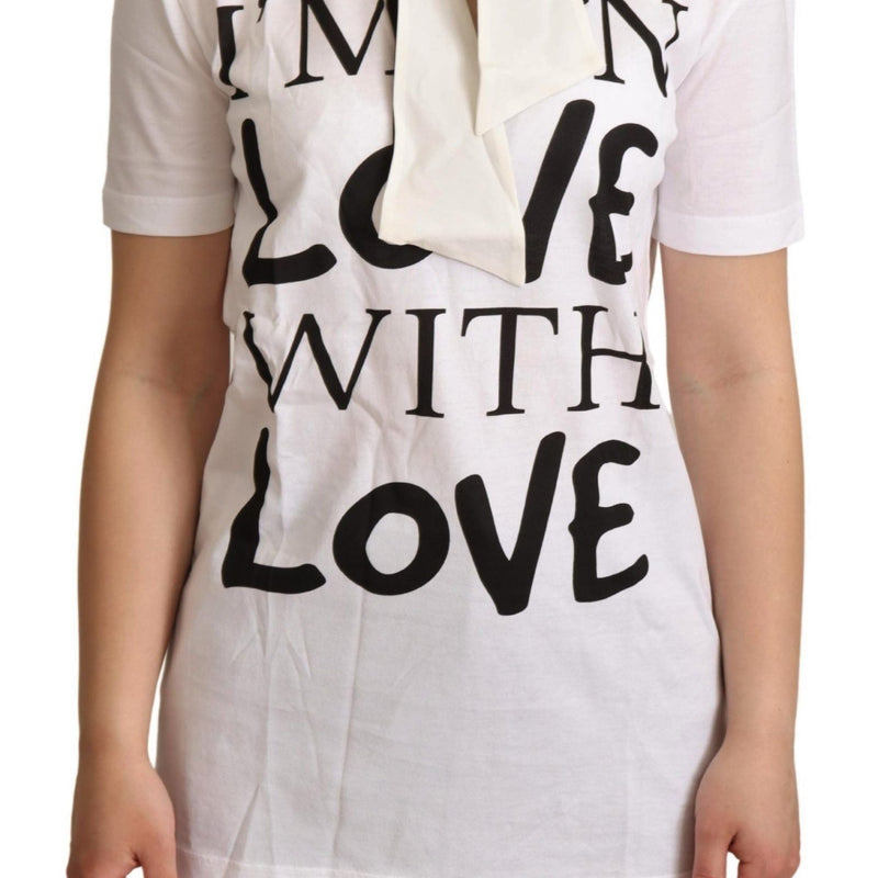 Dolce & Gabbana White Cotton Silk I'm In Love Top T-shirt
