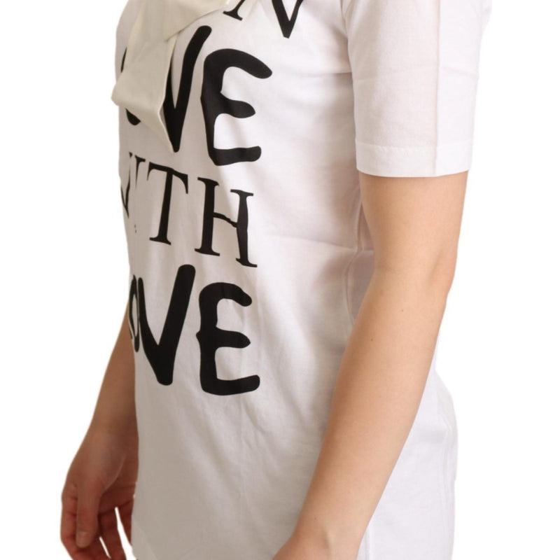 Dolce & Gabbana White Cotton Silk I'm In Love Top T-shirt