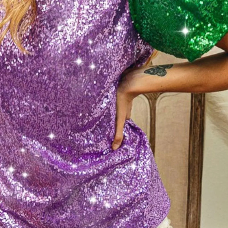 BiBi Mardi Gras Sequin Top