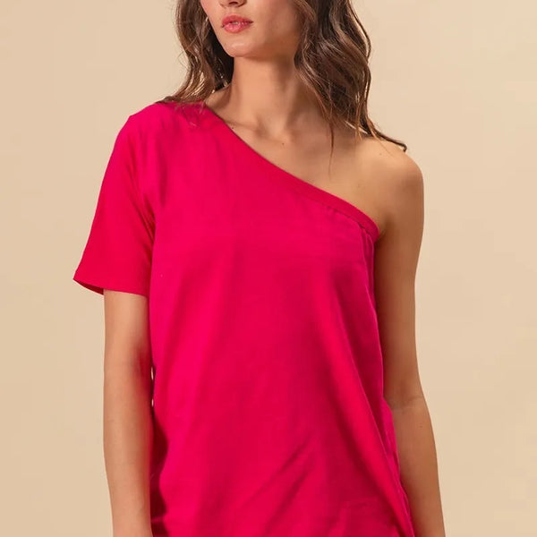 BiBi Cotton Span Knit One Shoulder Top
