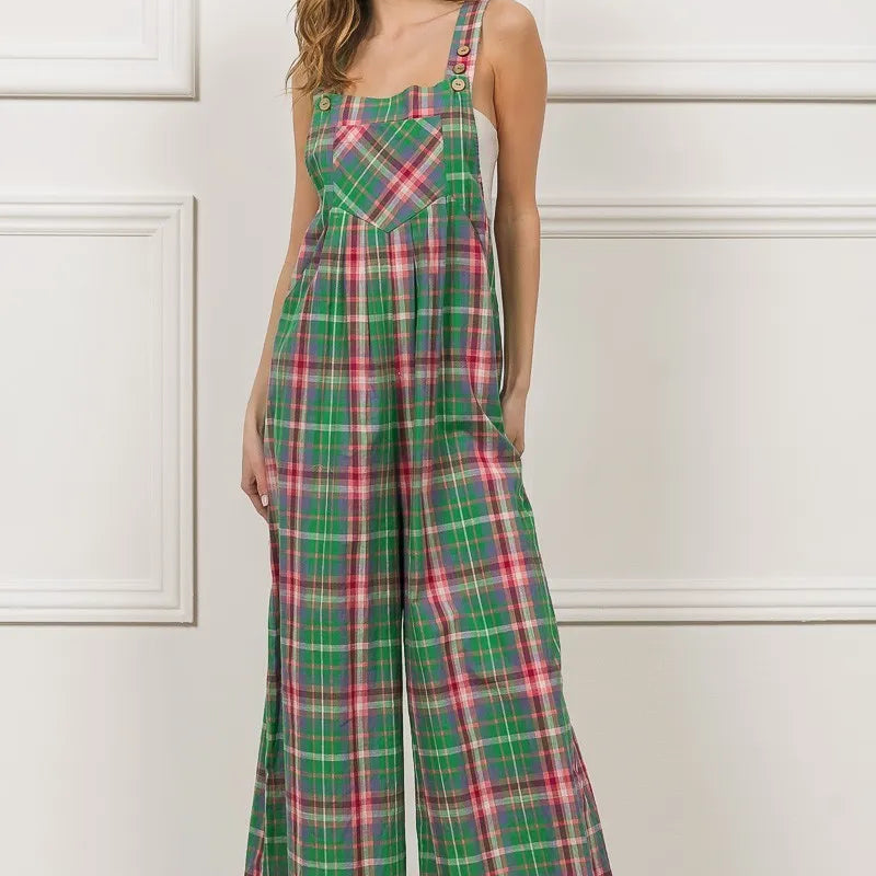 BiBi Multi Color Check Plaid Overall