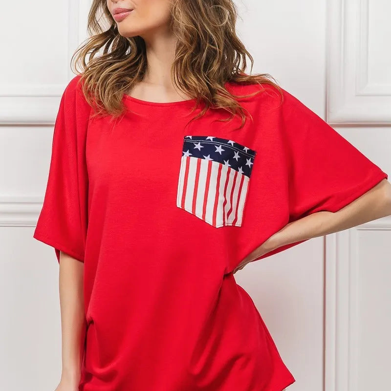 BiBi French Terry With Front Pocket Dolman Sleeves Top
