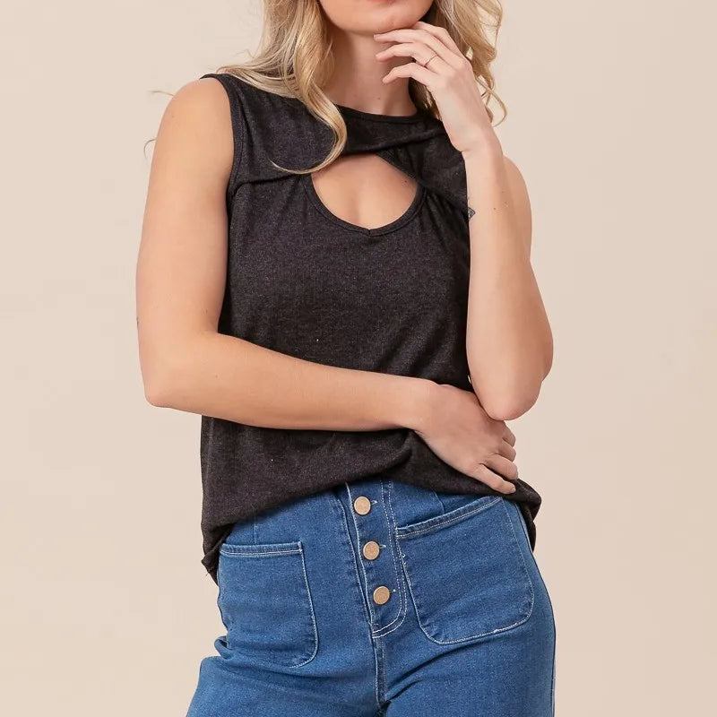 BiBi Baby Rib Knit Front Sut Out Detailed Sleeveless