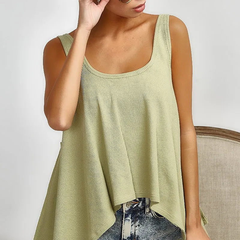 BiBi High and Low Flare Knit Tank Top