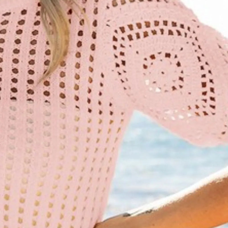 BiBi Crochet Knit Cover Up With Puff Sleeves