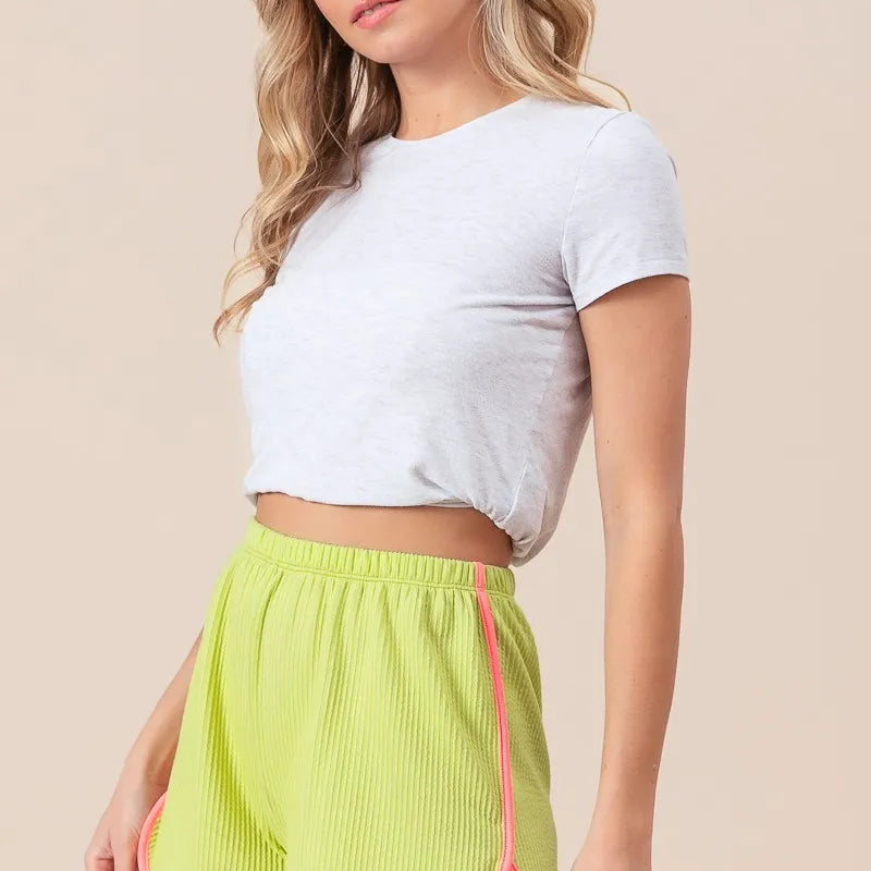 BiBi Cord Rib with Band Side Slit Shorts