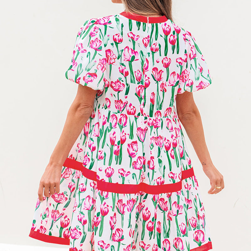 Berkley Floral V Neck Bubble Babydoll Dress