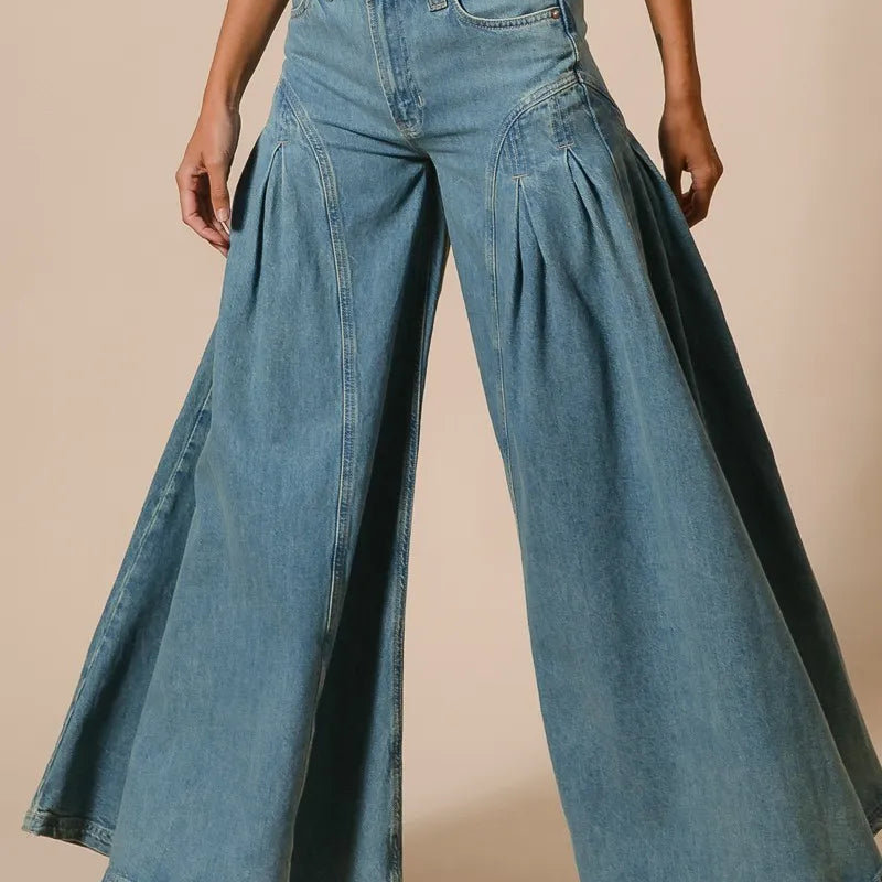 BiBi Pleated Detail Wide Jeans