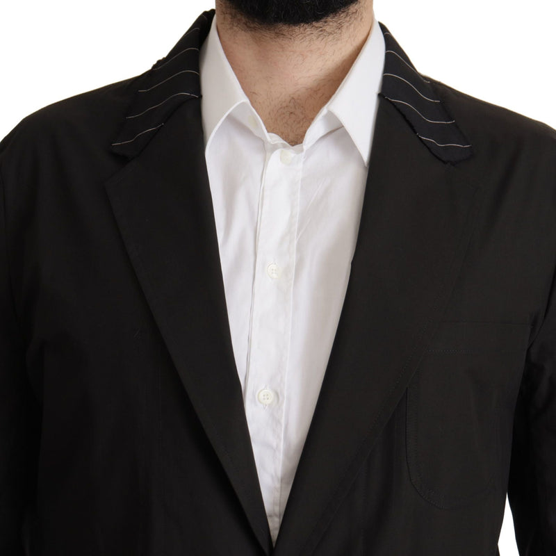 Dolce & Gabbana Black Cotton Single Breasted Blazer Jacket
