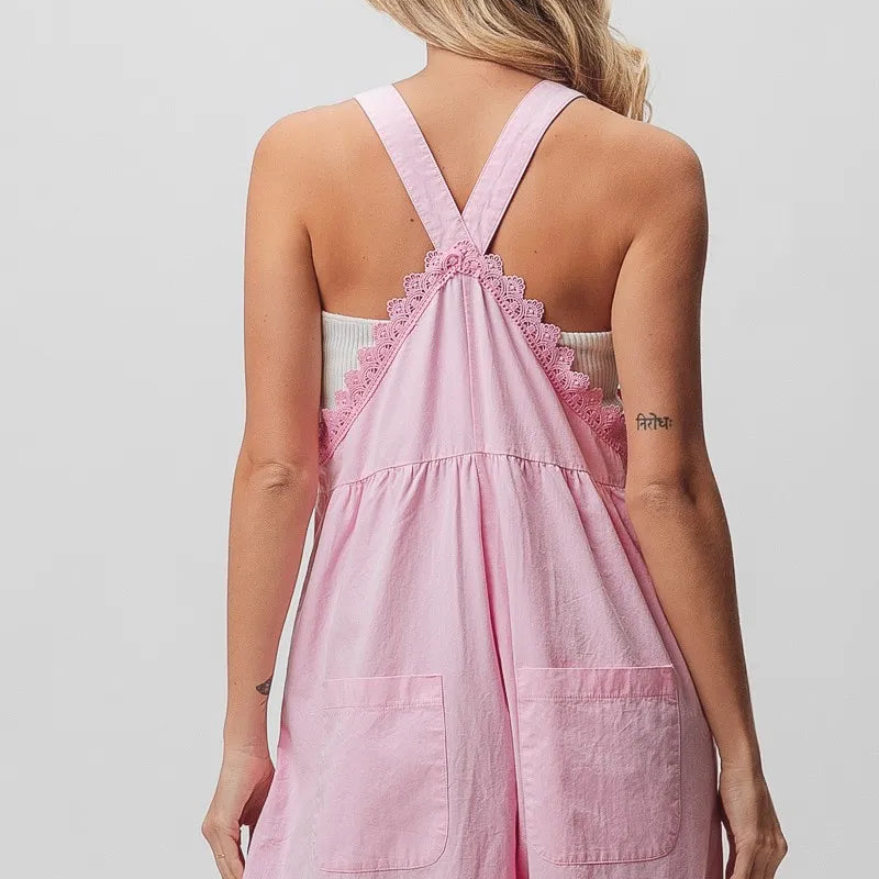 BiBi Lace Edge Detail Wide Leg Overall
