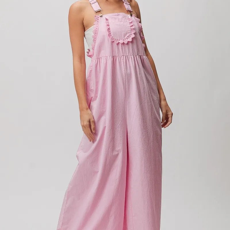BiBi Lace Edge Detail Wide Leg Overall