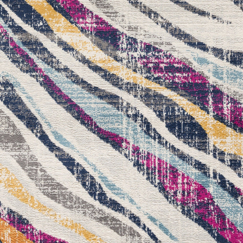 10' Blue And Gold Abstract Runner Rug