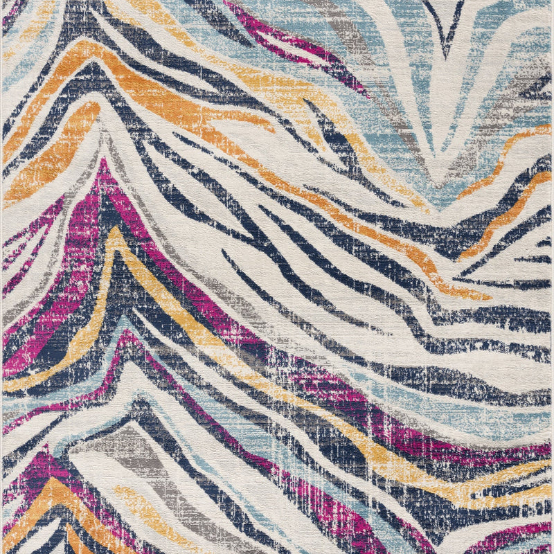 10' Blue And Gold Abstract Runner Rug