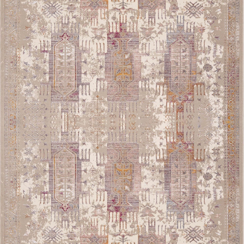 10' Runner Beige and Ivory Medallion Power Loom Runner Rug