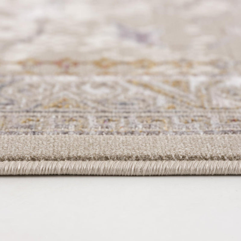 10' Runner Beige and Ivory Medallion Power Loom Runner Rug