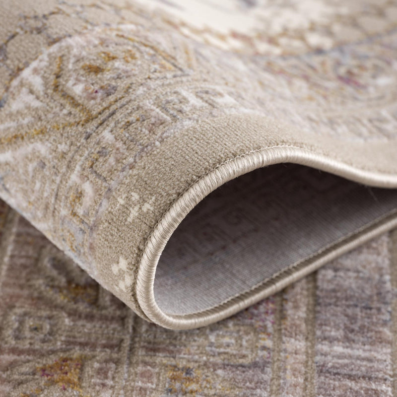 10' Runner Beige and Ivory Medallion Power Loom Runner Rug