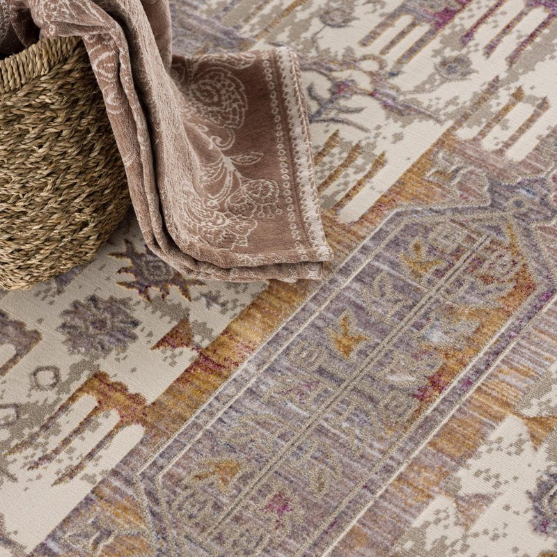 10' Runner Beige and Ivory Medallion Power Loom Runner Rug