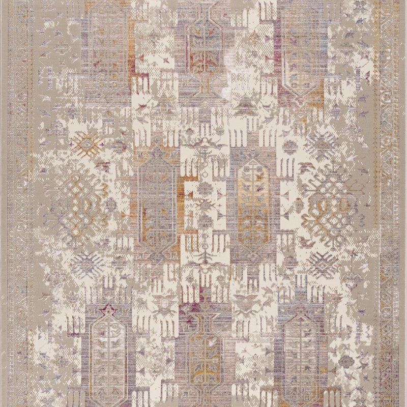 10' Runner Beige and Ivory Medallion Power Loom Runner Rug