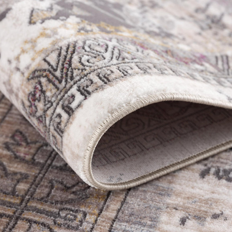 10' Runner Gray and Ivory Oriental Power Loom Runner Rug