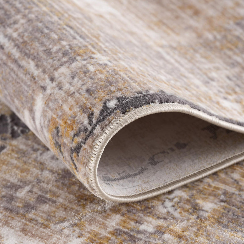 10' Runner Gray and Ivory Oriental Power Loom Runner Rug