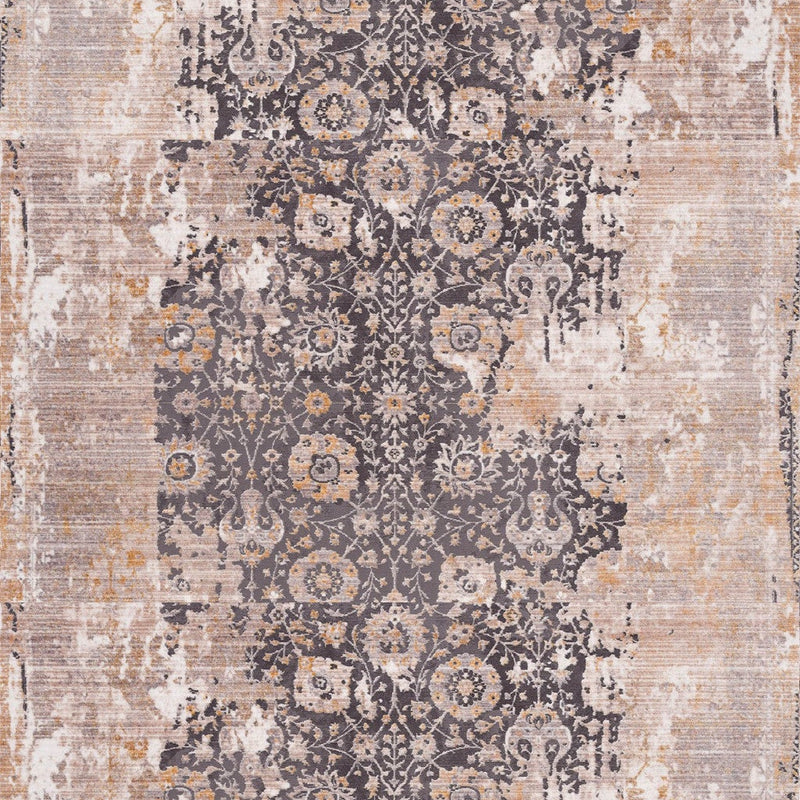 10' Runner Gray and Ivory Oriental Power Loom Runner Rug