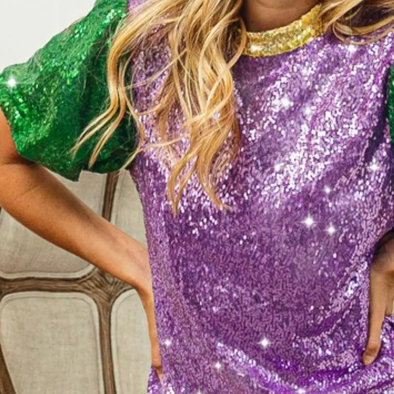 BiBi Mardi Gras Sequin Top