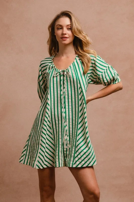 BiBi Puffy Sleeves Romper with Back Button Closure