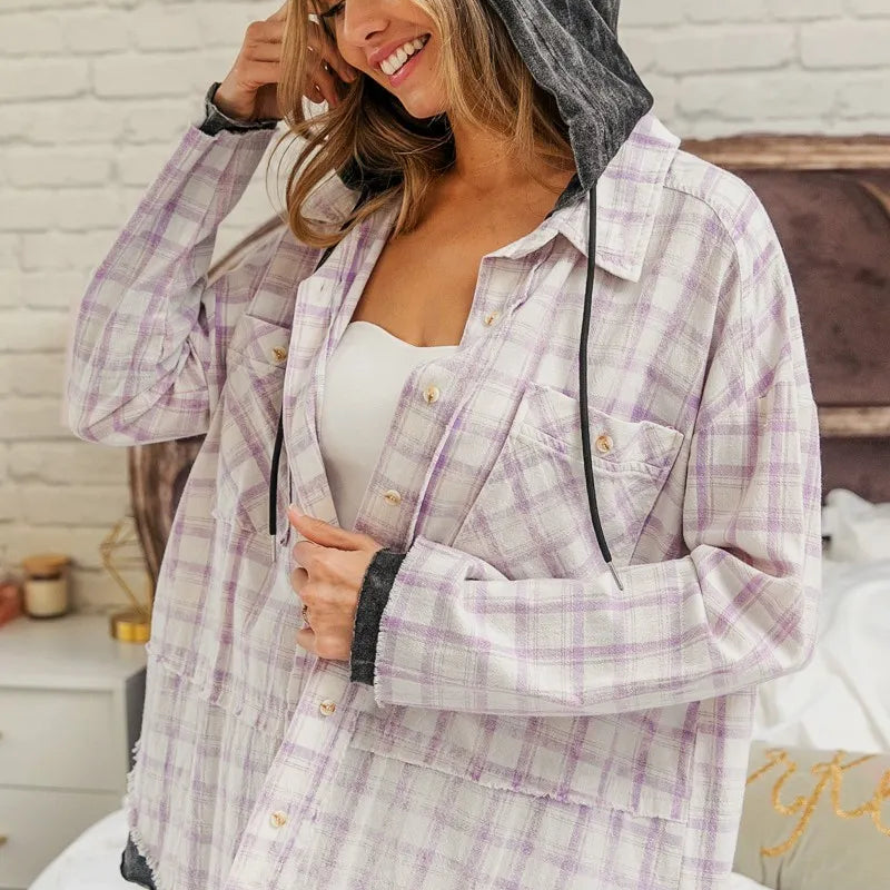 BiBi Casual Check Shirts With Hood