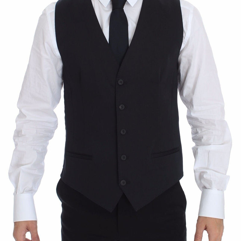Dolce & Gabbana Blue Cotton Stretch Dress Vest Blazer