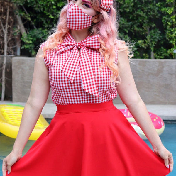 Berry Good / Red Gingham Reversible Mask
