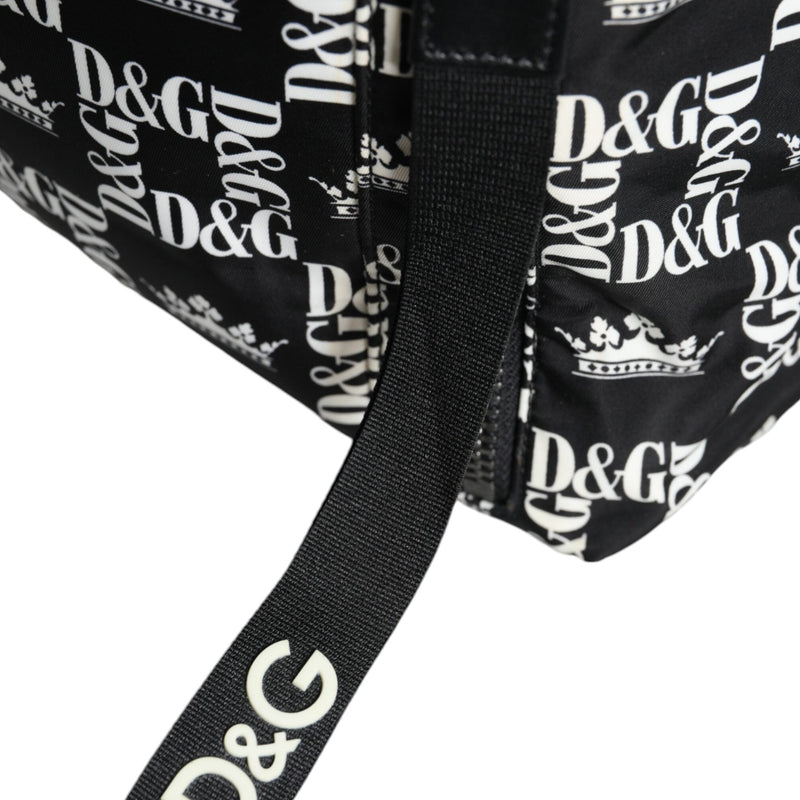 Dolce & Gabbana Black White DG Crown Logo Nylon Backpack Bag