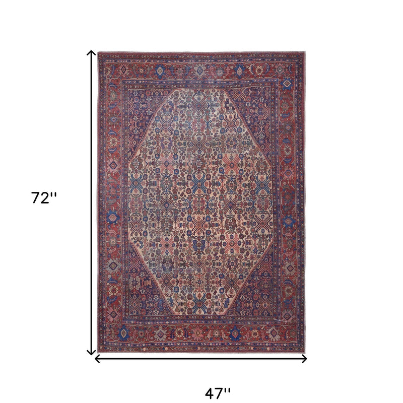 10' X 14' Ivory and Blue Floral Power Loom Area Rug