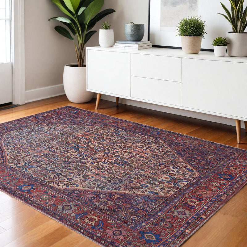 10' X 14' Ivory and Blue Floral Power Loom Area Rug