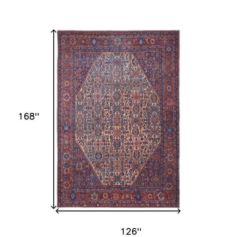 10' X 14' Ivory and Blue Floral Power Loom Area Rug