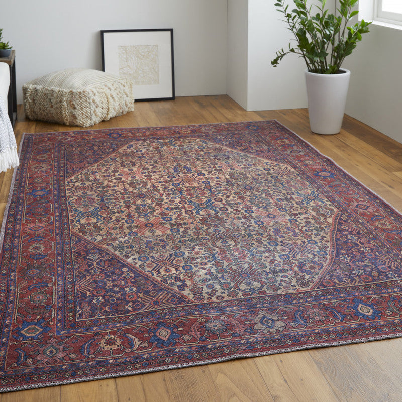 10' X 14' Ivory and Blue Floral Power Loom Area Rug