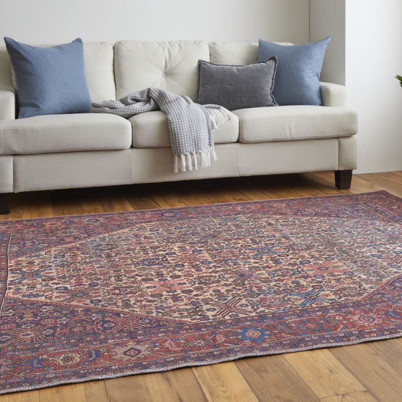 10' X 14' Ivory and Blue Floral Power Loom Area Rug