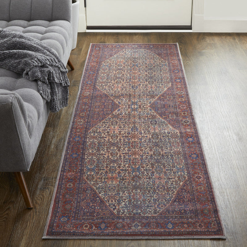 10' X 14' Ivory and Blue Floral Power Loom Area Rug