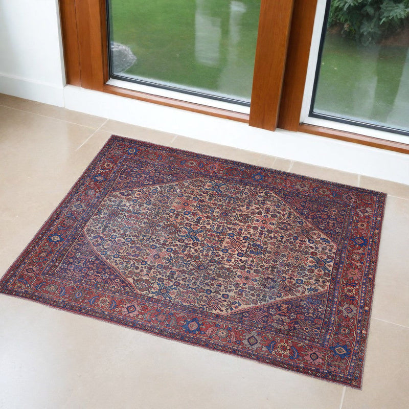 10' X 14' Ivory and Blue Floral Power Loom Area Rug