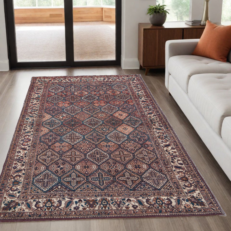10' X 14' Ivory and Blue Floral Power Loom Area Rug