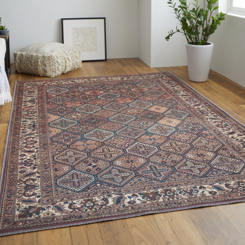 10' X 14' Ivory and Blue Floral Power Loom Area Rug