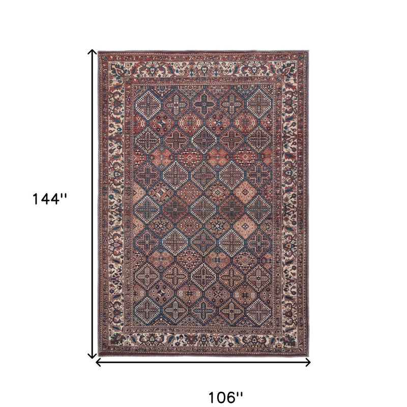 10' X 14' Ivory and Blue Floral Power Loom Area Rug