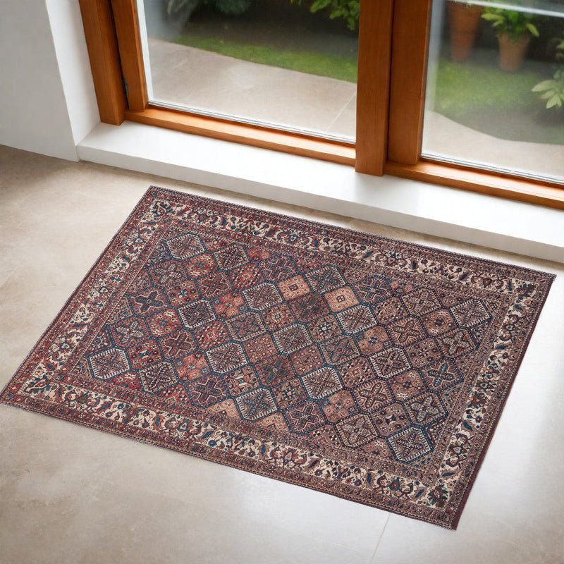 10' X 14' Ivory and Blue Floral Power Loom Area Rug