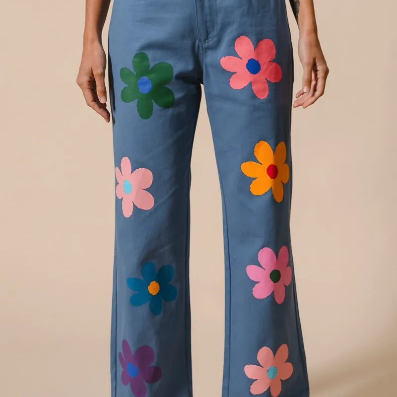BiBi Flower Print Straight Legs Pants