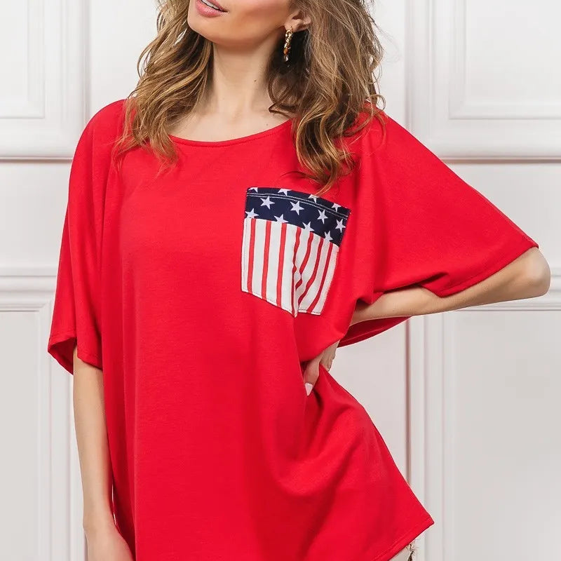 BiBi French Terry With Front Pocket Dolman Sleeves Top